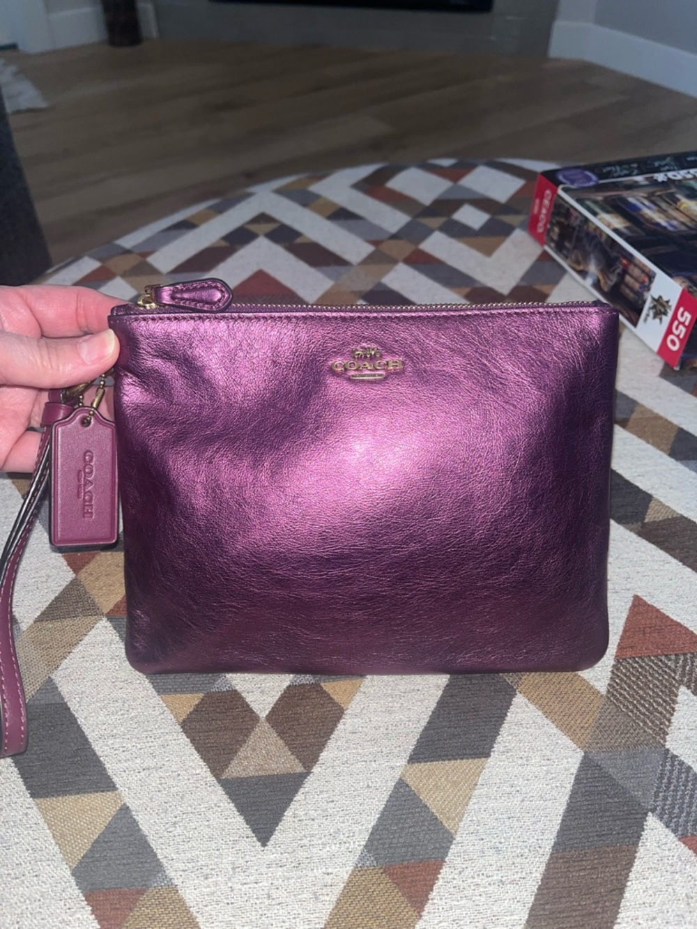 Coach XL Metallic Purple Wristlet